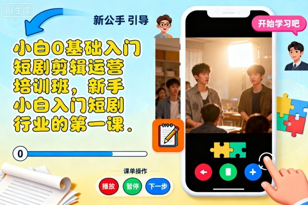 小白0基础入门短剧剪辑运营培训班，新手小白入门短剧行业的第一课-副业网