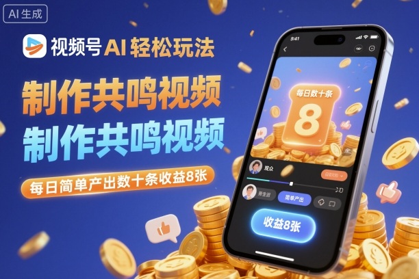 视频号AI轻松玩法，制作共鸣视频，每日简单产出数十条收益8张-副业网