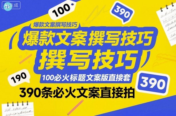 爆款文案撰写技巧，100个必火标题文案模版直接套，390条必火文案直接拍-副业网