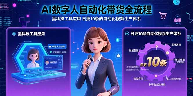 AI数字人自动化带货全流程：黑科技工具应用 日更10条的自动化视频生产体系-副业网