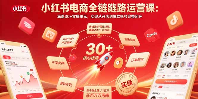 小红书电商全链路运营课：涵盖30+实操单元，实现从开店到爆款账号完整闭环-副业网