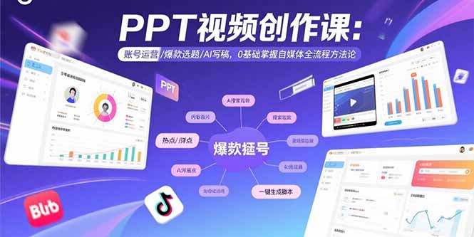PPT视频创作课：账号运营/爆款选题/AI写稿，0基础掌握自媒体全流程方法论-副业网
