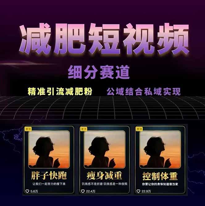 图片[2]-减肥短视频赛道运营课：素材准备-视频制作-引流变现全流程 (附素材-副业网