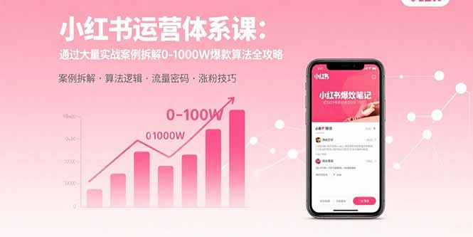 小红书运营体系课：通过大量实战案例拆解0-1000W爆款算法全攻略-副业网