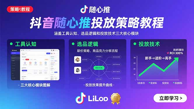 抖音随心推投放策略教程：涵盖工具认知、选品逻辑和投放技术三大核心模块-副业网