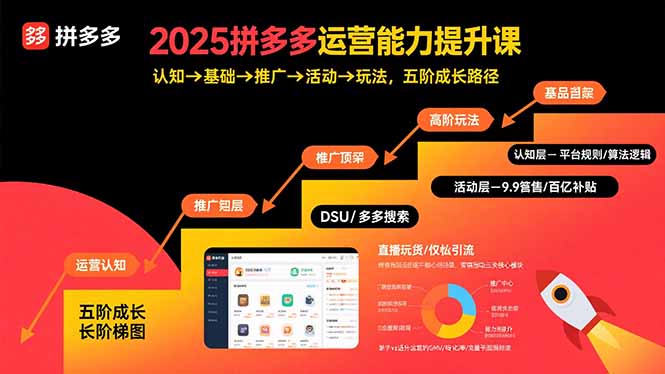 2025拼多多运营能力提升课：认知→基础→推广→活动→玩法，五阶成长路径-副业网