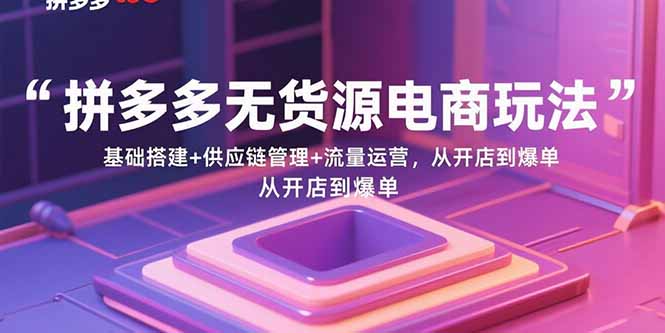 拼多多无货源电商玩法：基础搭建+供应链管理+流量运营，从开店到爆单-副业网