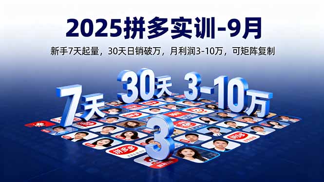 2025拼多多实训-9月：新手7天起量,30天日销破万,月利润3-10万,可矩阵复制-副业网