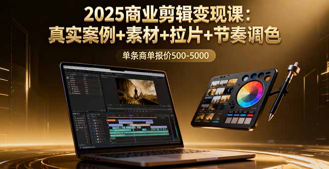 2025商业剪辑变现课：真实案例+素材+拉片+节奏调色，单条商单报价500-5000-副业网