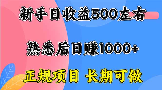 新手日收益500+ 正规项目 长期可做-副业网