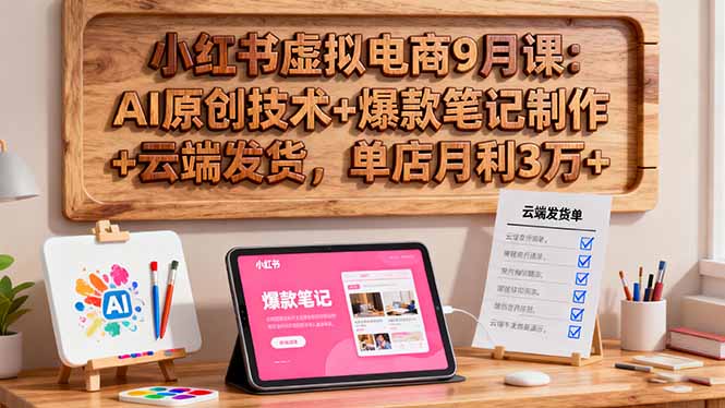 小红书虚拟电商9月课：AI原创技术+爆款笔记制作+云端发货，单店月利3万+-副业网