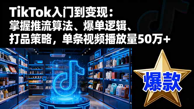 TikTok入门到变现：掌握推流算法、爆单逻辑、打品策略，单条视频播放量50w-副业网
