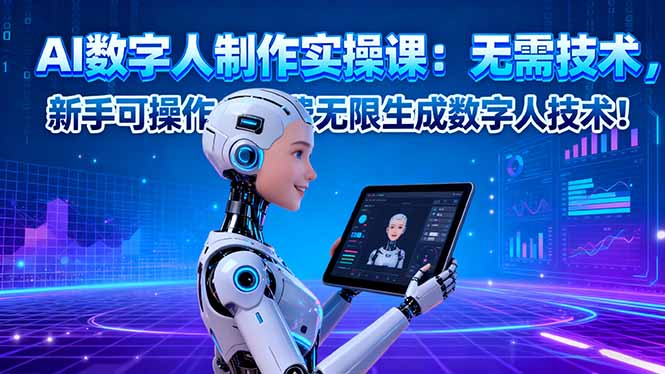 AI数字人制作实操课：无需技术，新手可操作，免费无限生成数字人技术！-副业网