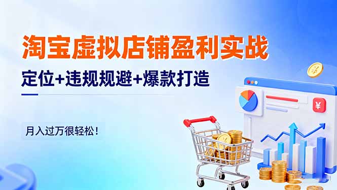 淘宝虚拟店铺盈利实战：定位+违规规避+爆款打造，月入过万很轻松！-副业网