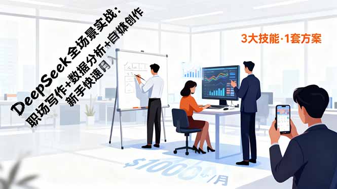 DeepSeek全场景实战：职场写作+数据分析+自媒体创作，新手快速月入过万-副业网