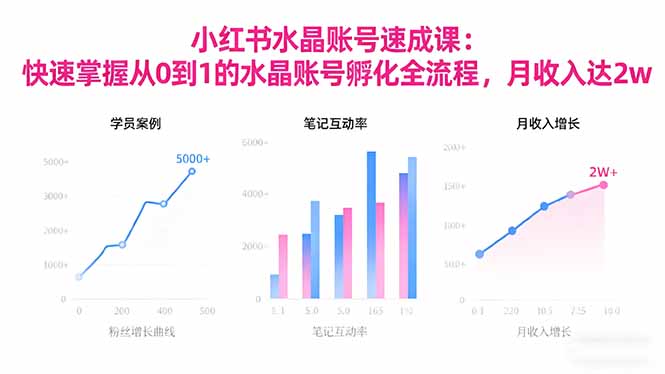 2025小红书水晶账号速成课：快速掌握从0-1水晶账号孵化全流程，月收入达2w-副业网