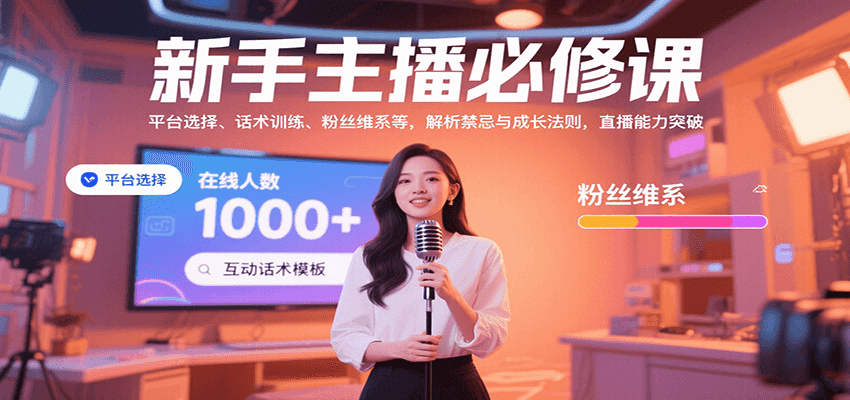 新手主播必修课：平台选择、话术训练、粉丝维系等，解析禁忌与成长法则，突破直播能力-副业网