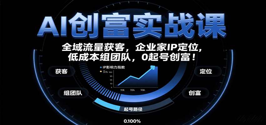 AI创富实战课：企业家IP定位，全域流量获客，低成本组团队，0起号创富！-副业网