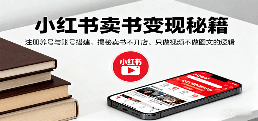小红书卖书变现秘籍，注册养号与账号搭建，揭秘卖书不开店、只做视频不做图文的逻辑-副业网