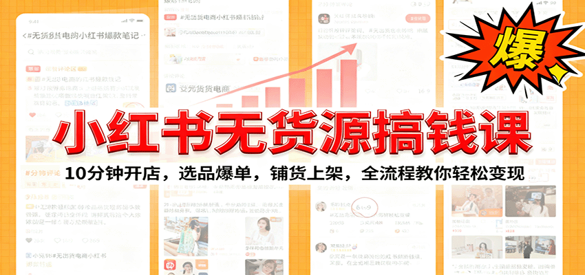 小红书无货源爆单课：10分钟开店，选品爆单，铺货上架，全流程教你轻松变现-副业网