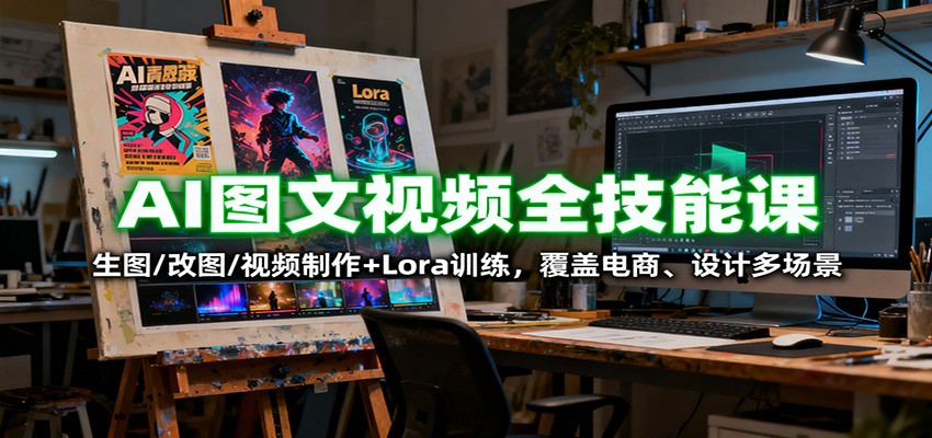 AI图文视频全技能课：生图/改图/视频制作+Lora训练，覆盖电商 、设计多场景-副业网