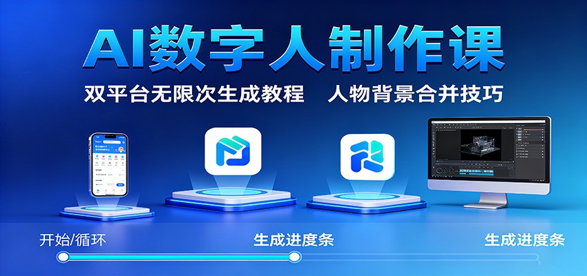 AI数字人制作课：双平台无限次生成教程，人物背景合并技巧-副业网