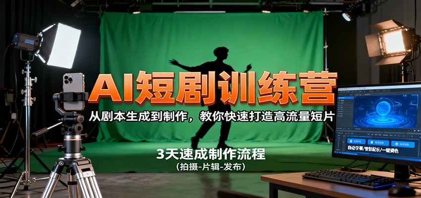 AI短剧训练营，从剧本生成到制作，教你快速打造高流量短片-副业网