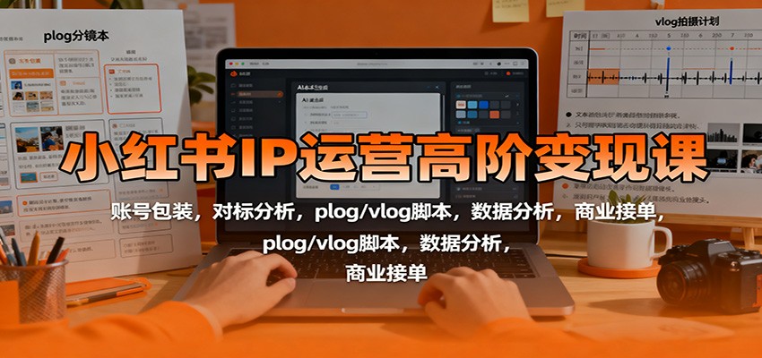 小红书IP运营高阶变现课：账号包装，对标分析，plog/vlog脚本，数据分析，商业接单-副业网