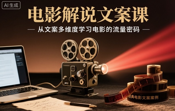 电影解说文案课，从文案多维度学习电影的流量密码-副业网