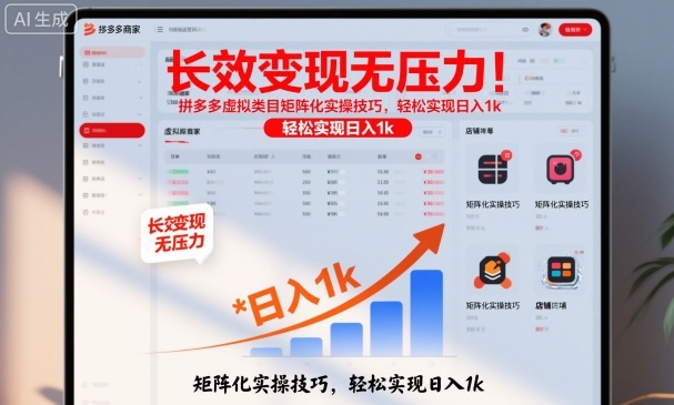 长效变现无压力！拼多多虚拟类目矩阵化实操技巧，轻松实现日入1k【揭秘】-副业网