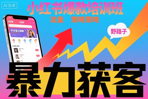 小红书爆款培训班，小红书获客野路子流量打法，暴力持续获客-副业网