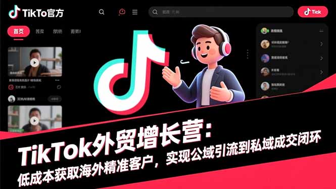 TikTok外贸增长营：低成本获取海外精准客户，实现公域引流到私域成交闭环-副业网