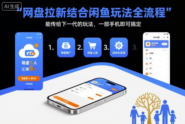 网盘拉新结合闲鱼玩法全流程，能传给下一代的玩法，一部手机即可搞定(附入口渠道以及实操教程)-副业网