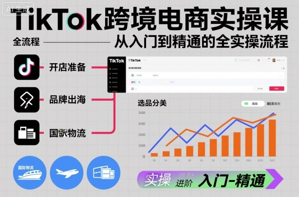 TikTok跨境电商实操课，从入门到精通的全实操流程-副业网