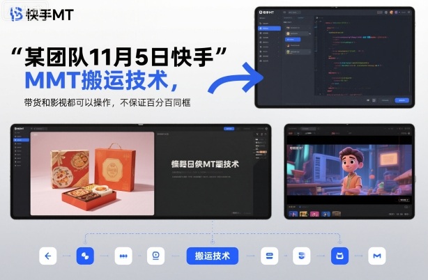 某团队11月5日快手MT搬运技术，带货和影视都可以操作，不保证百分百同框，自测-副业网