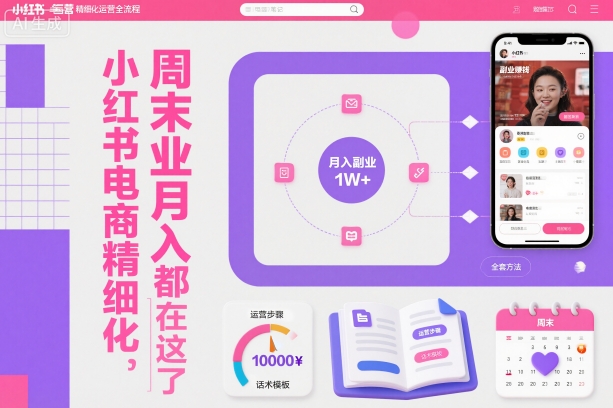 小红书电商精细化运营全流程，周末副业月入1W+，全套方法都在这了-副业网