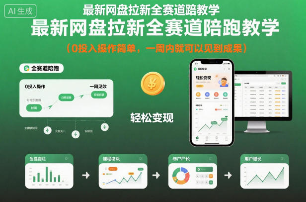 最新网盘拉新全赛道陪跑教学，0投入操作简单，一周内就可以见到成果-副业网