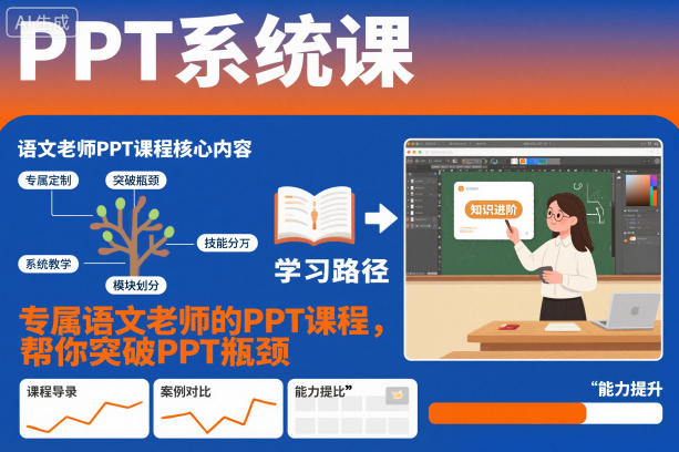 PPT系统课，专属语文老师的PPT课程，帮你突破PPT瓶颈-副业网