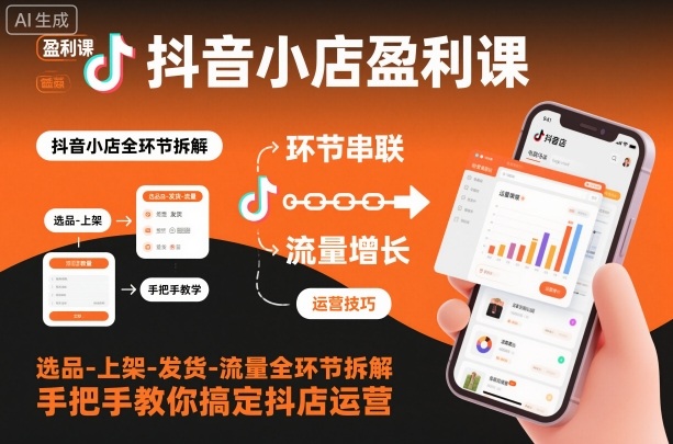 抖音小店盈利课-选品-上架-发货-流量全环节拆解，手把手教你搞定抖店运营-副业网