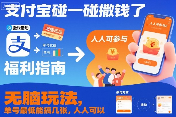 支付宝碰一碰撒钱了，无脑玩法，单号最低能搞几张，人人可以撸【揭秘】-副业网