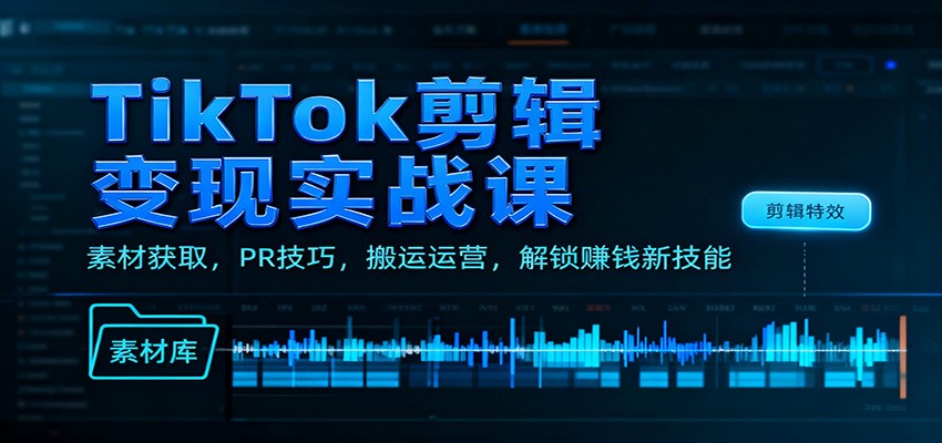 TikTok剪辑变现实战课:素材获取,PR技巧,搬运运营,解锁赚钱新技能-副业网