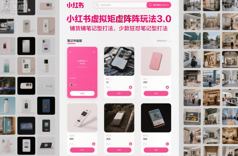 小红书虚拟矩阵玩法3.0，铺货铺笔记型打法，少款狂怼笔记型打法-副业网