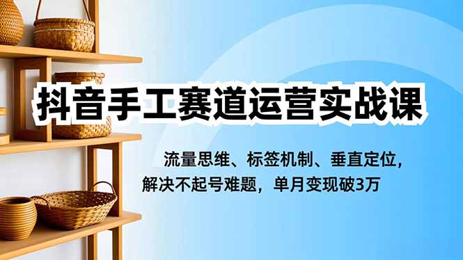 抖音手工赛道运营实战课，流量思维、标签机制、垂直定位，解决不起号难题，单月变现破3万-副业网