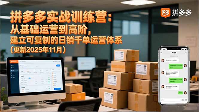 拼多多实战训练营：从基础运营到高阶，建立可复制的日销千单运营体系(更新11月-副业网