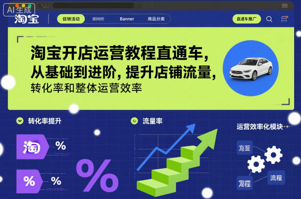 淘宝开店运营教程直通车，从基础到进阶，提升店铺流量，转化率和整体运营效率(更新11月)-副业网