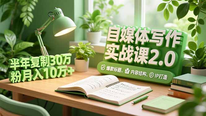 自媒体写作实战课2.0，爆款标题、内容结构、IP打造，半年复制30万粉月入10万+-副业网