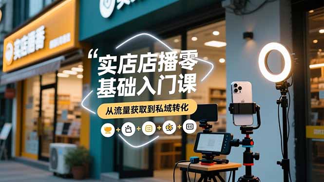 实体店播零基础入门课，实体店+短视频+直播+微信生态+私域社群，从流量获取到私域转化-副业网