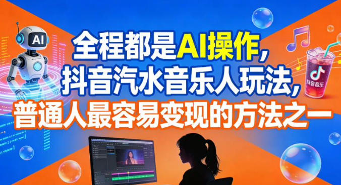 全程都是AI操作，抖音汽水音乐人玩法，普通人最容易变现的方法之一-副业网