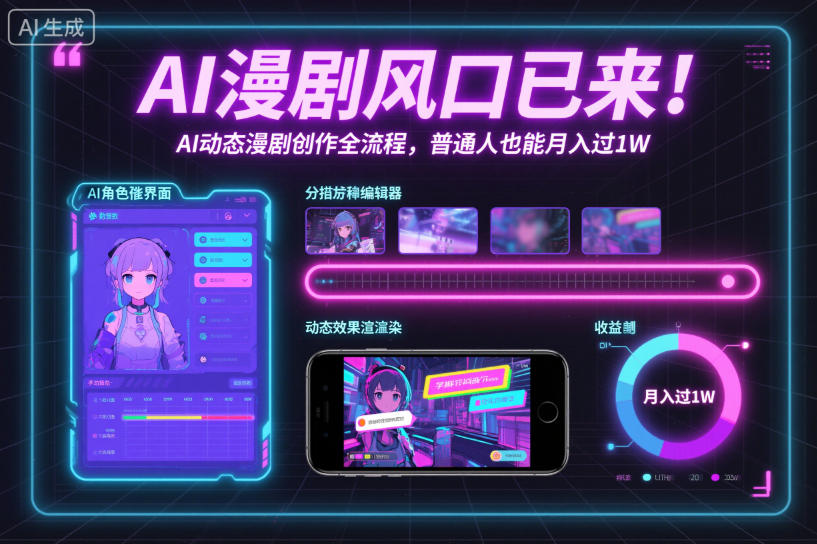 AI漫剧风口已来！AI动态漫剧创作全流程，普通人也能月入过1W-副业网