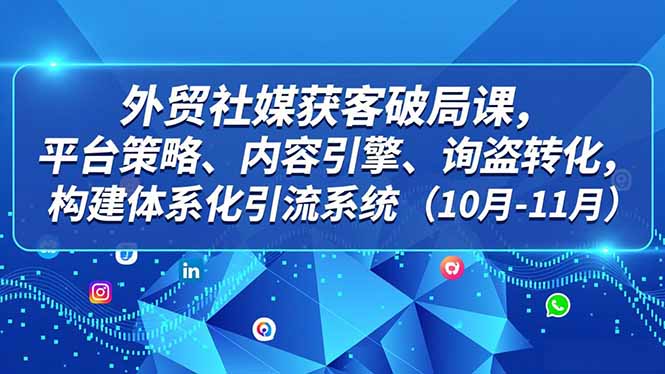 外贸 社媒获客破局课，平台策略、内容引擎、询盘转化，构建体系化引流系统(10月-11月-副业网